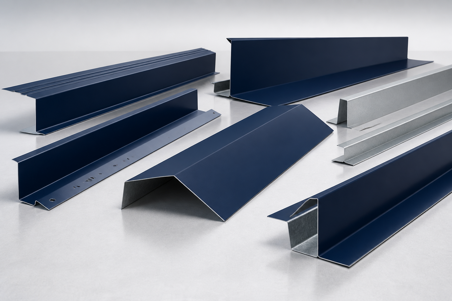 Metal flashings and trims for sandwich panel roof and wall systems