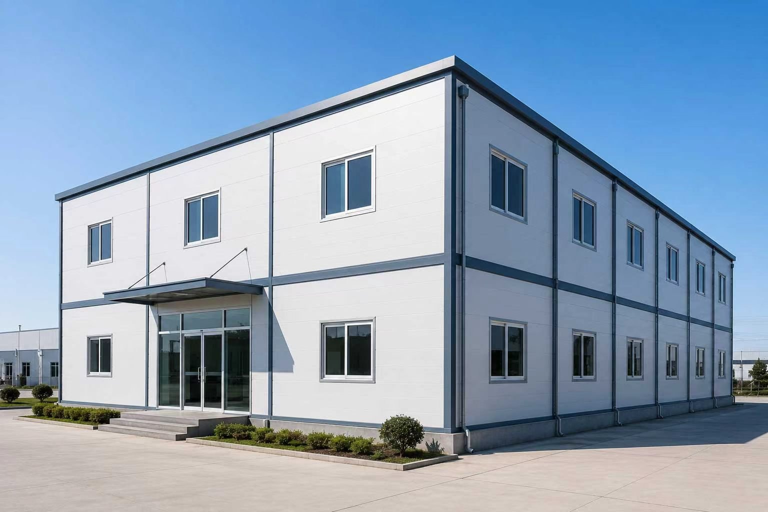 Prefabricated building with sandwich panel roof and wall