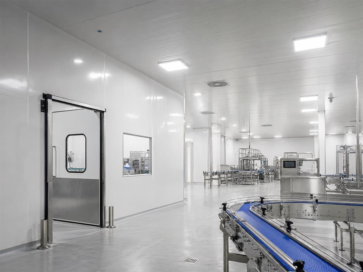 Clean room corridor with smooth panel walls